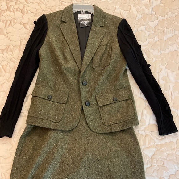 Kensie Green Tweed Skirt Set - Picture 5 of 10